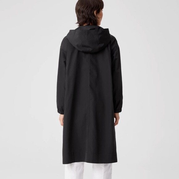 Eileen Fisher Recycled Polyester black Hooded zip Coat women’s Sz L rain jacket - Picture 2 of 9